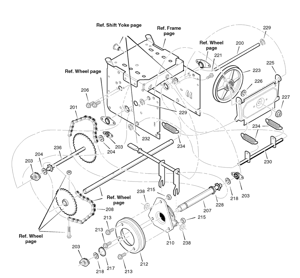 Drive Diagram and Parts List for 6271200X113A (18-2830-38  AN927)(2007) Briggs and Stratton Snow Blower